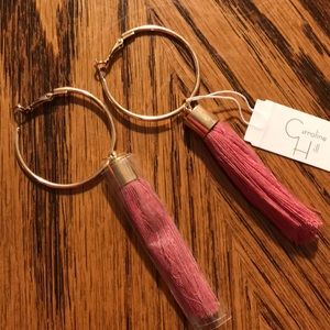 Earrings with gold and pink tassels fashion
